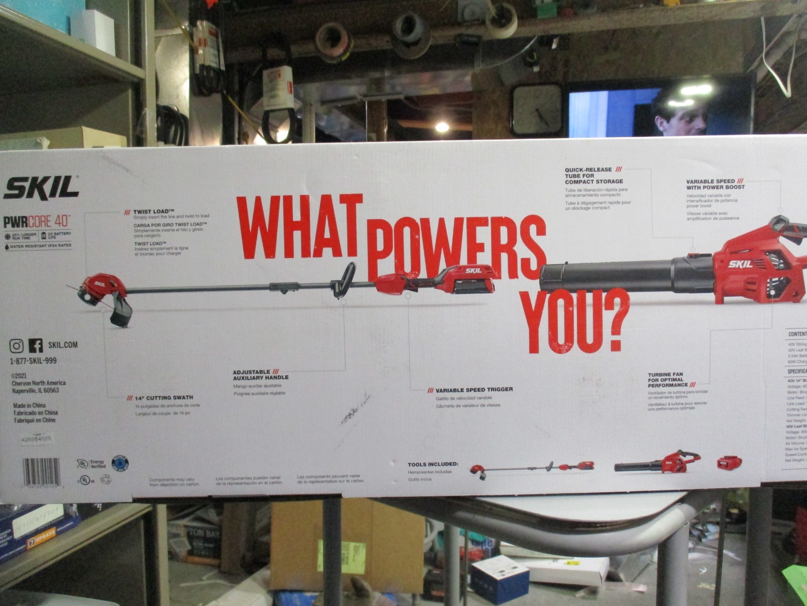 New Free Ship SKIL PWRCORE 40 Brushless 40V 14" String Trimmer Leaf Blower Combo
