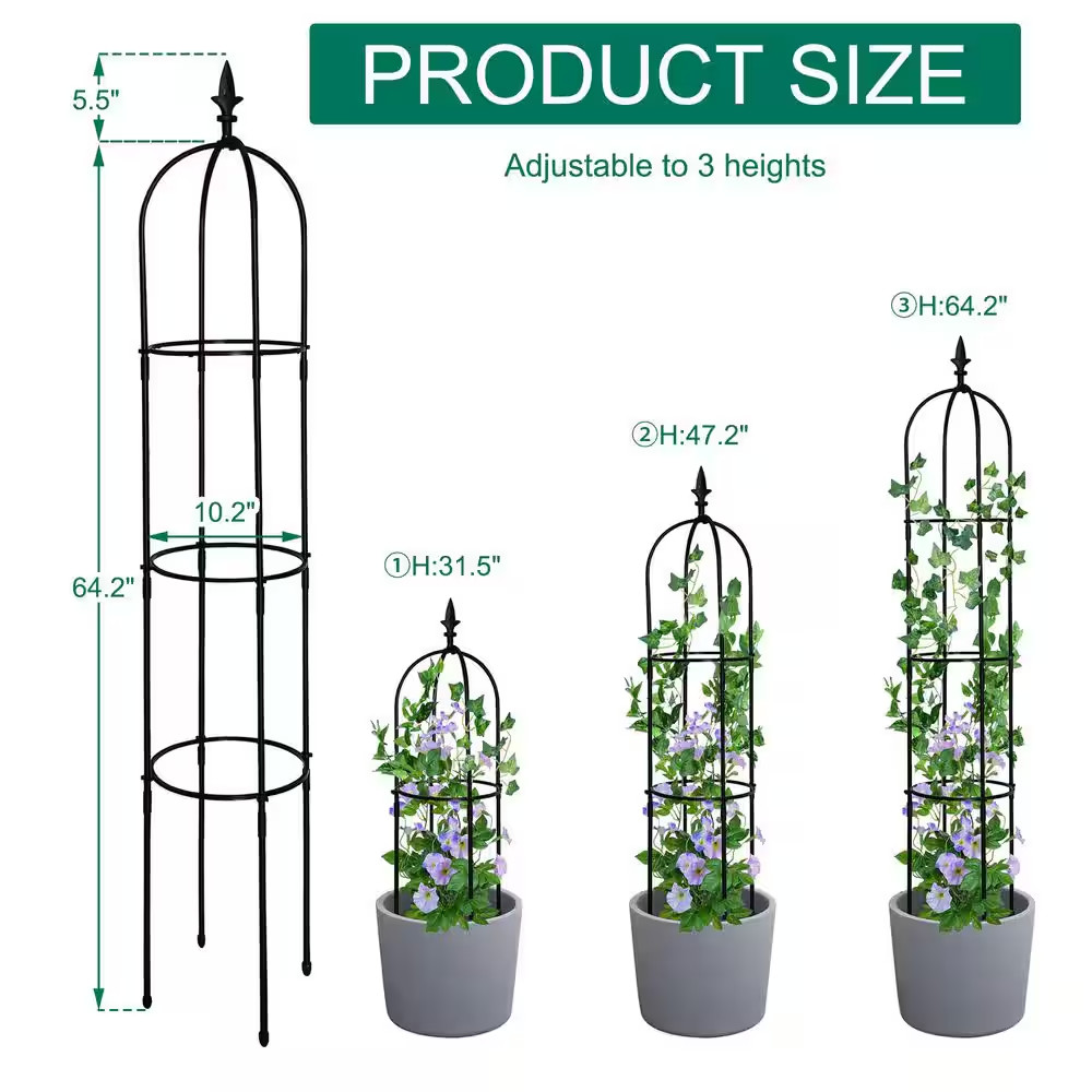 5.7 Ft Garden Obelisk Trellis ; Lightweight Rustproof Plastic Coated Metal Tall