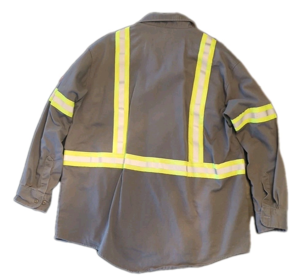 Bulwark FR Flame Resistant Hi Vis Work Shirt Gray XL Reflective Safety Uniform