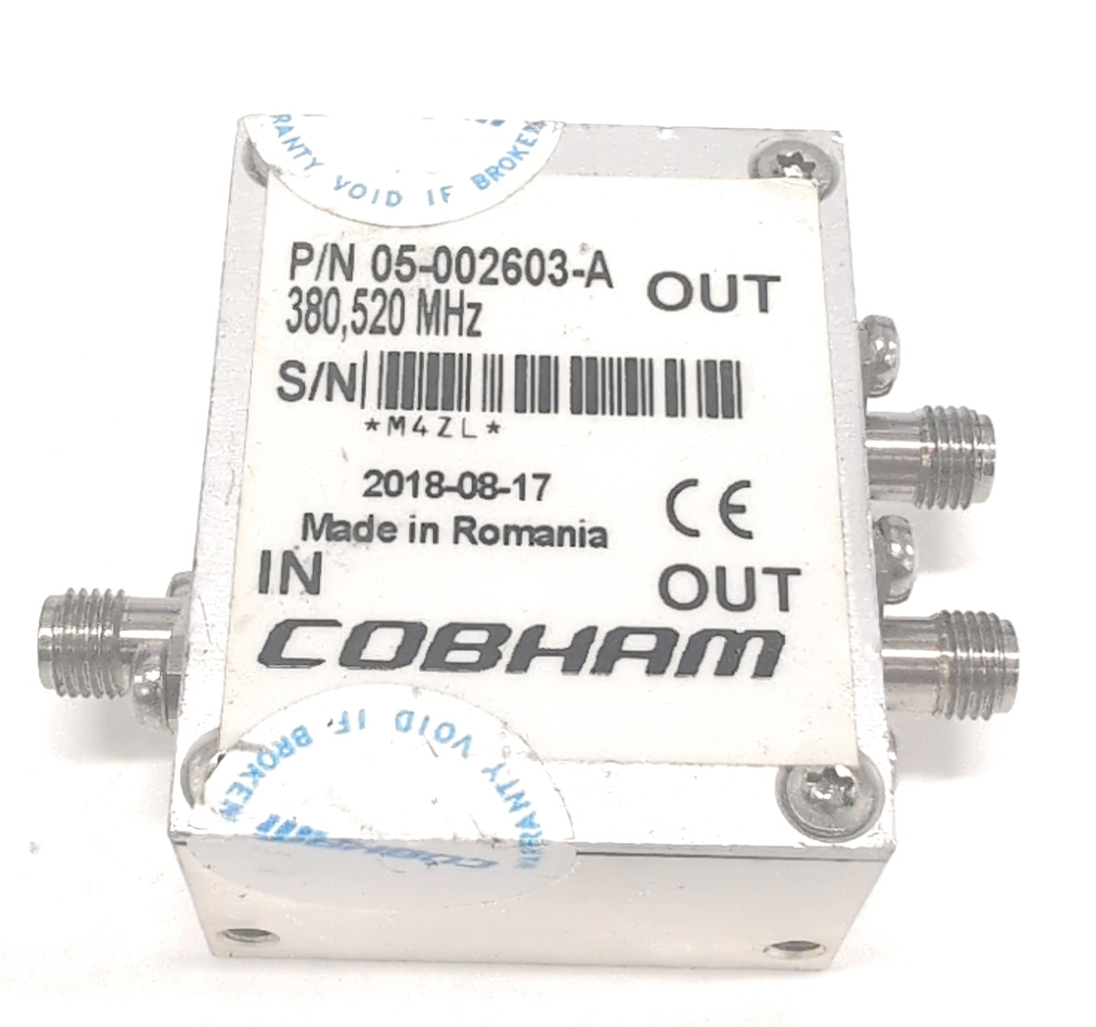 Cobham 380,520Mhz 3dB Splitter/Combiner 05-002603-A SMA