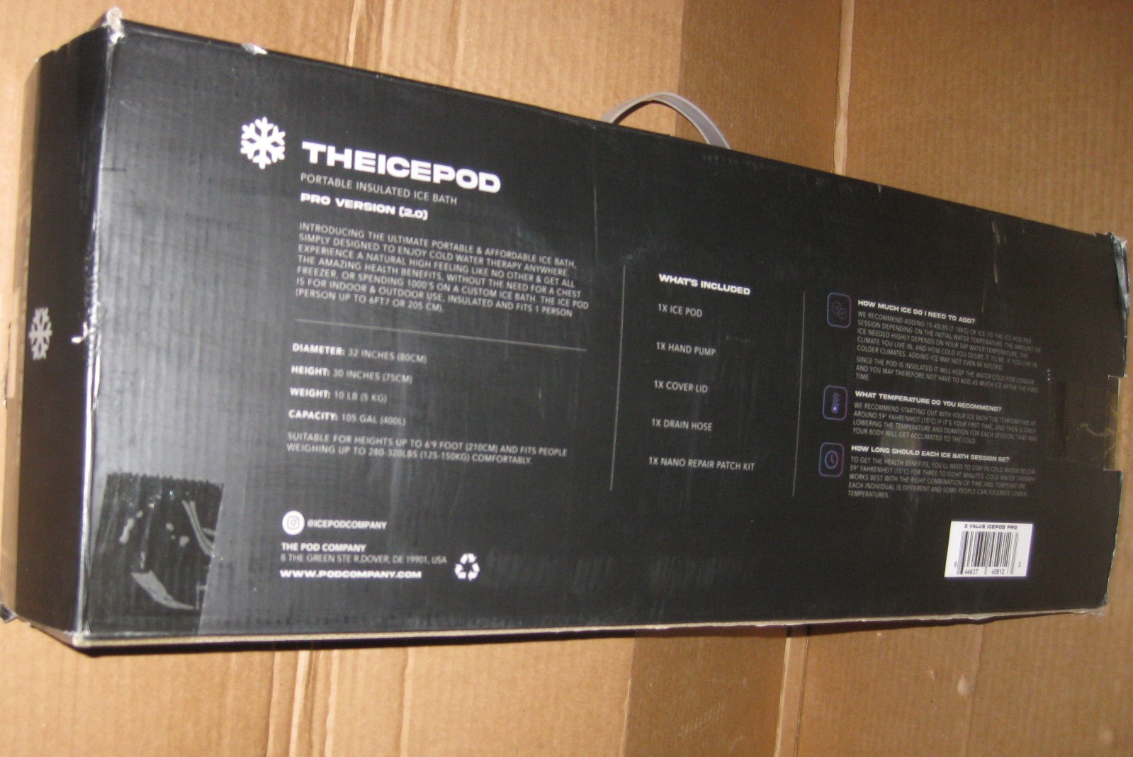 The POD Company Ice Pod Pro 2.0 Portable Cold Plunge Ice Bath (2 Valve) PLZ READ