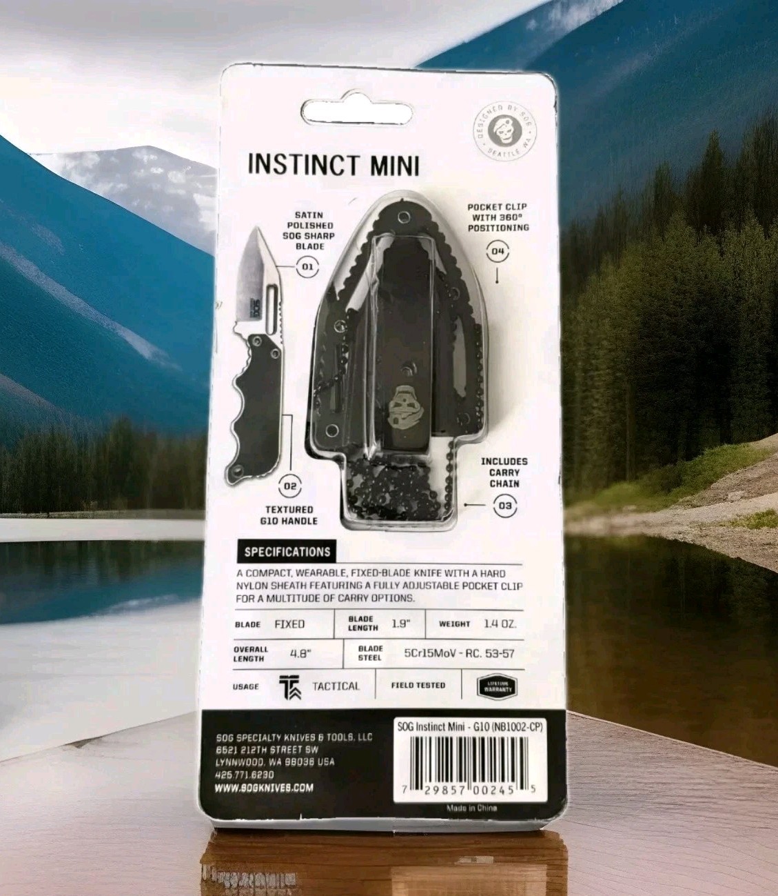 SOG Instinct Mini Fixed Blade Knife G10 Full Tang Neck Knife Sheath EDC Tactical