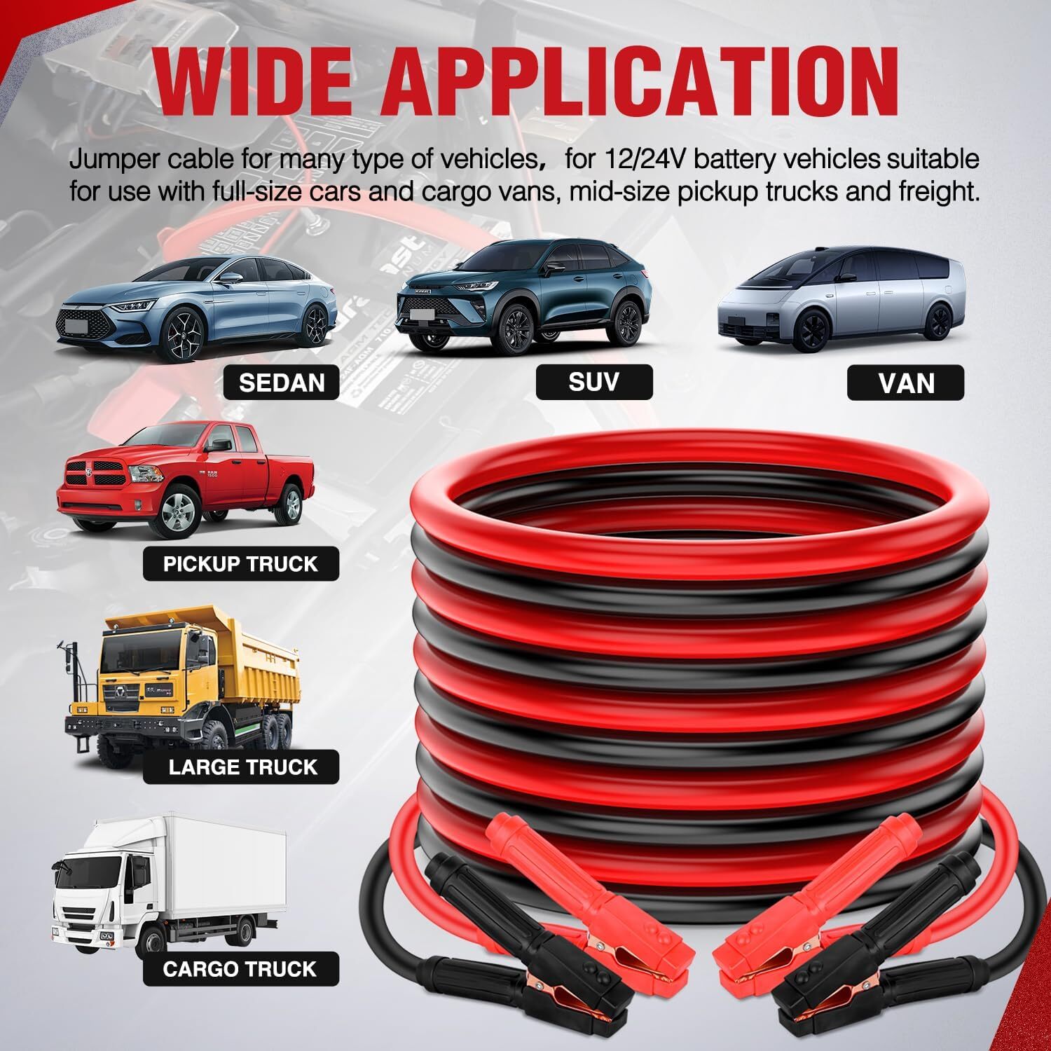 Nilight Jumper Cables for Car Battery 0Gauge 30FT Booster Cable Heavy Duty 1000A