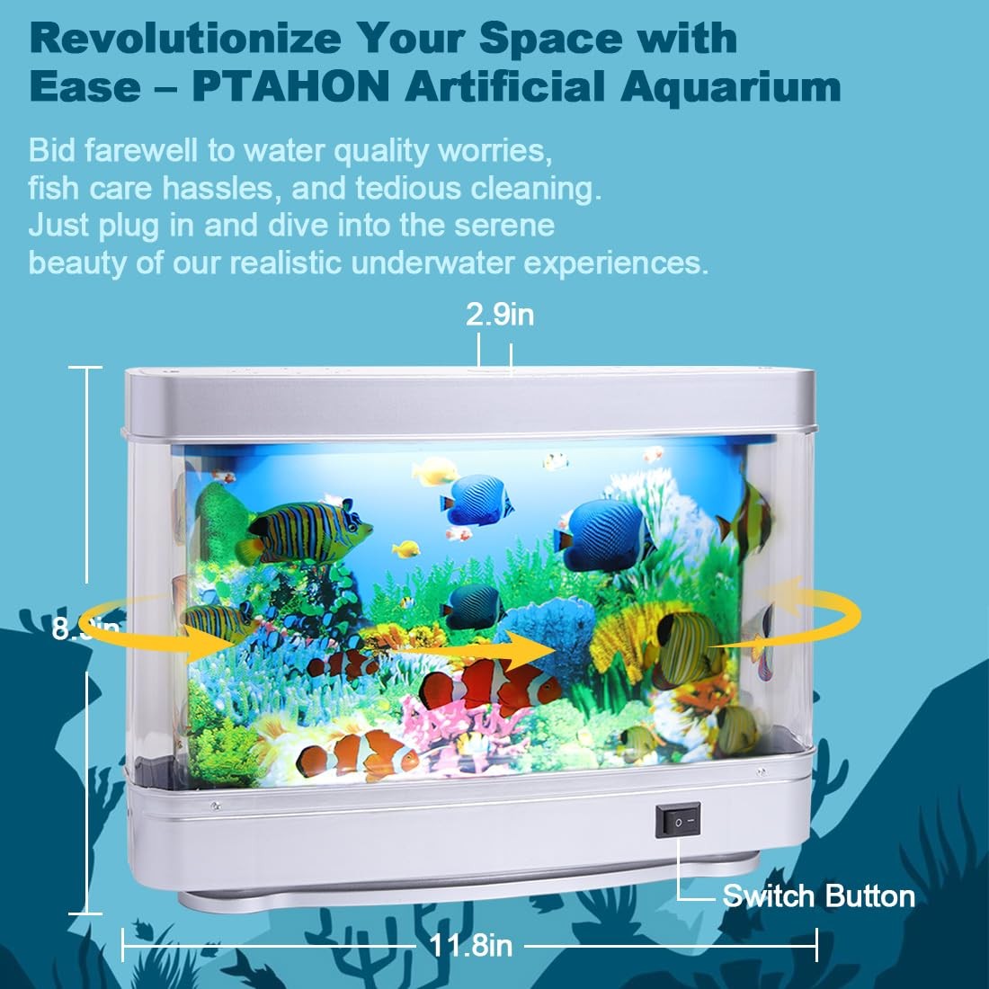 PTAHON Artificial Tropical Fish Decorative Moving Aquarium Lamp - Virtual Oce...