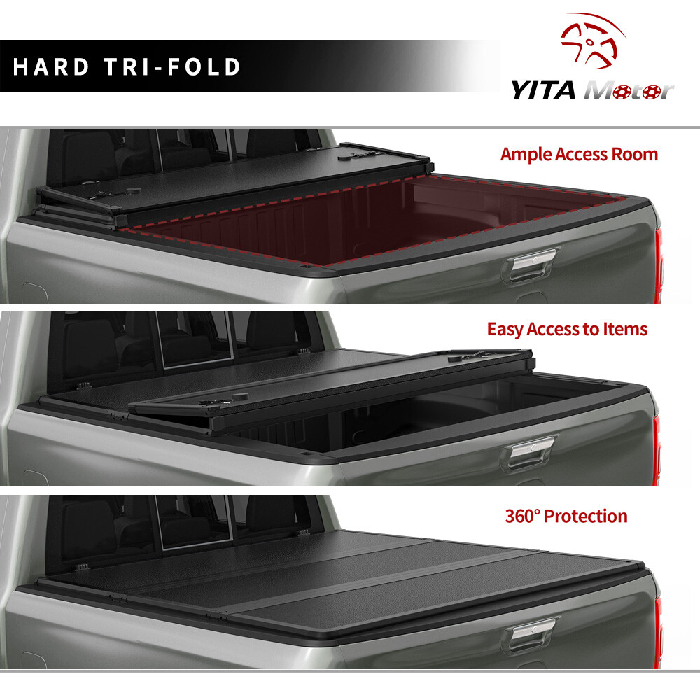 5FT Hard Tri-Fold Tonneau Cover Truck Bed For 2024 Toyota Tacoma Waterproof