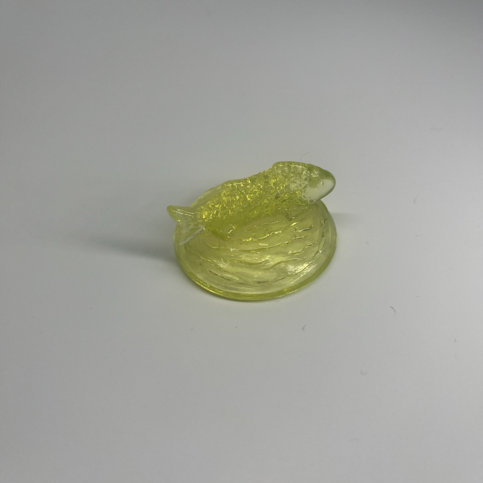 Summit Vaseline Dolphin Fish Whale Salt Cellar w_Lid 3.5" Uranium Topaz Canary