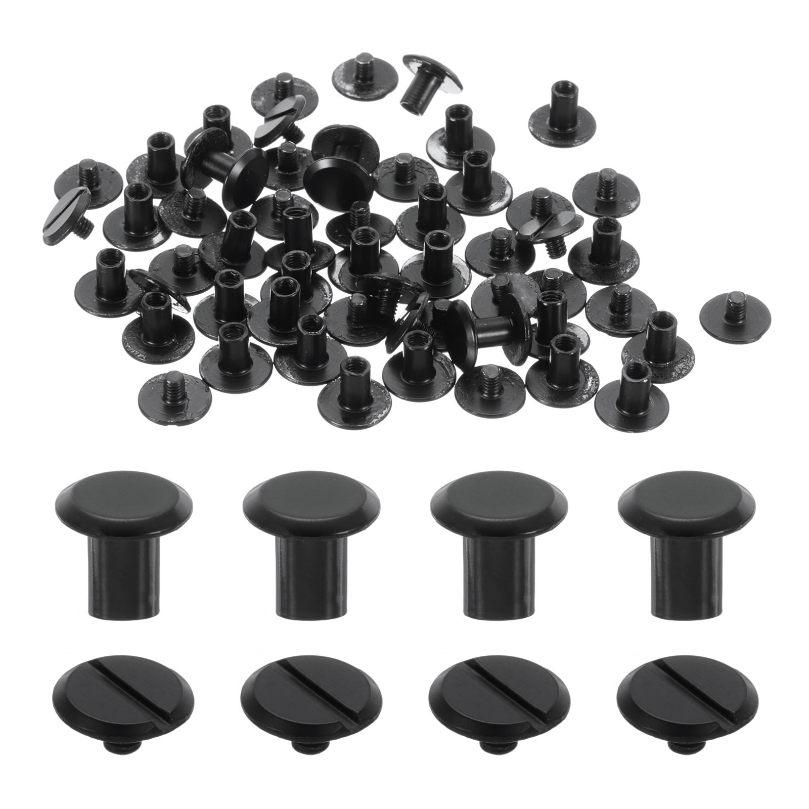 30PACK M4 x 6mm Chicago Screw Metal Stud Screw Rivets for Leather Black