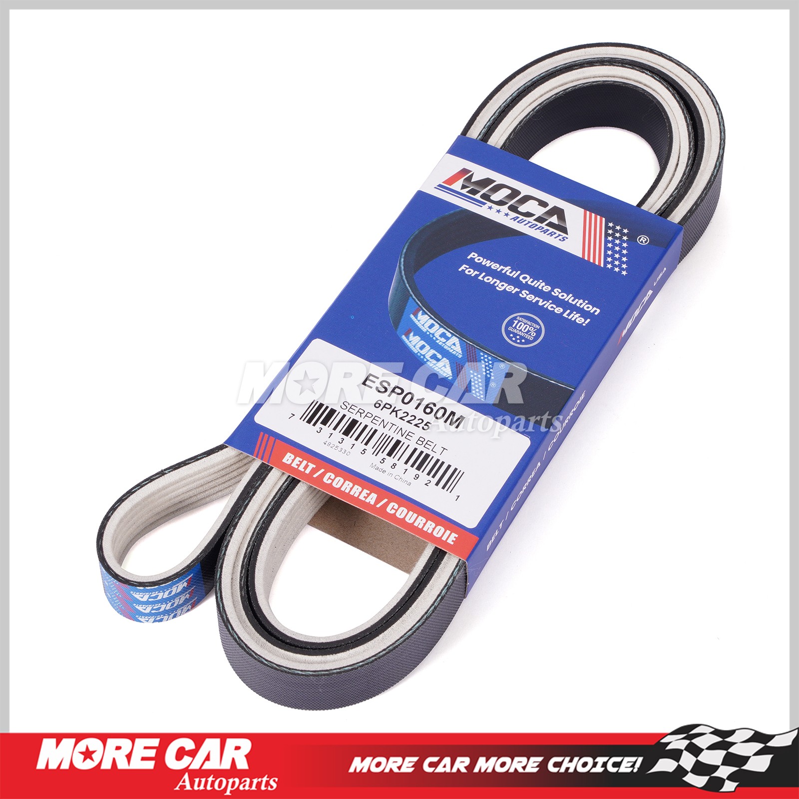 Fabric Faced Serpentine Belt 6PK2225 for Chevrolet Dodge Ford GMC Jeep Mazda