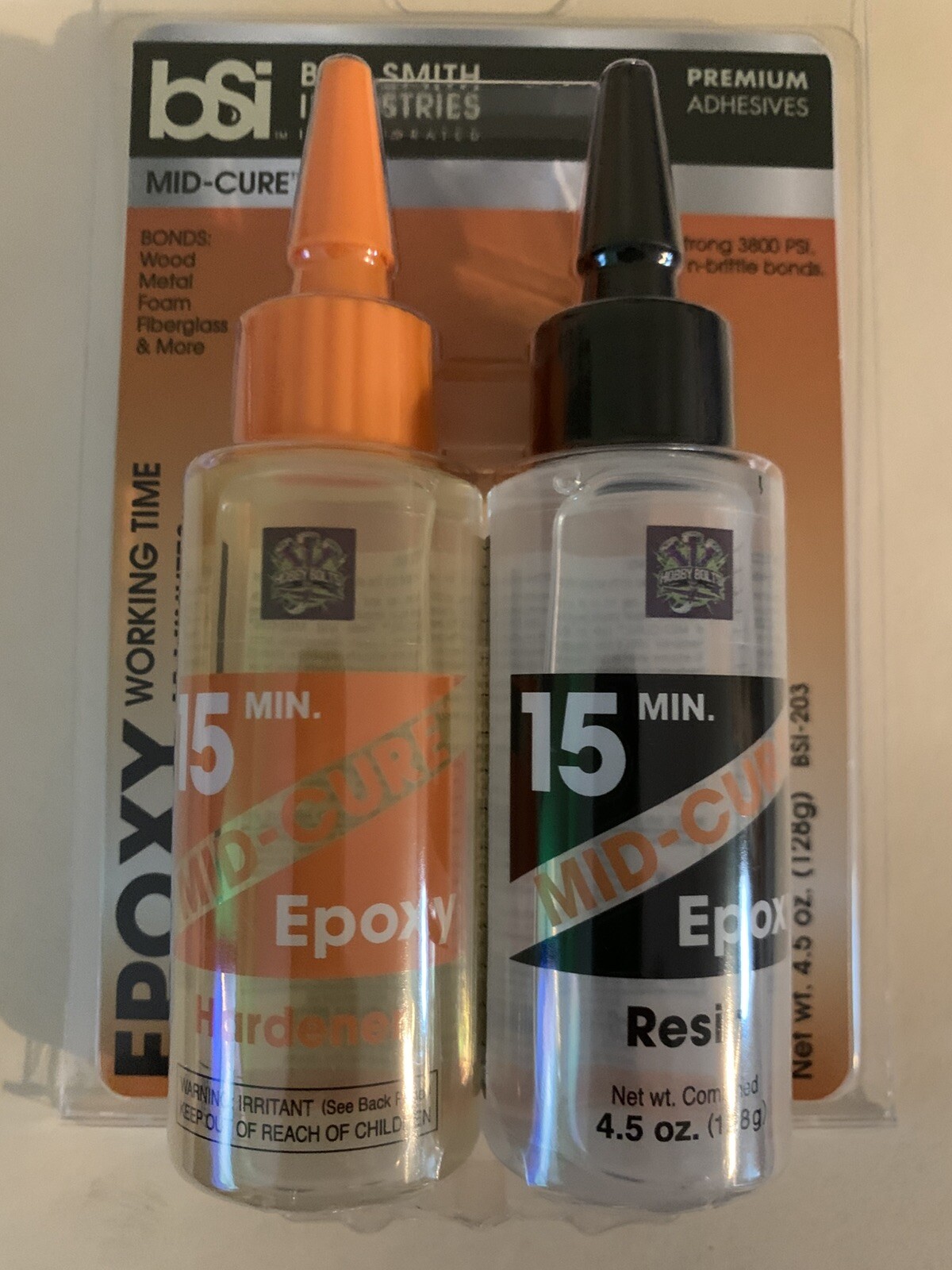 Bob Smith Industries MID-CURE 15min 2 Part Epoxy BSI-203. 4.5oz, Hobby Bolts BSI