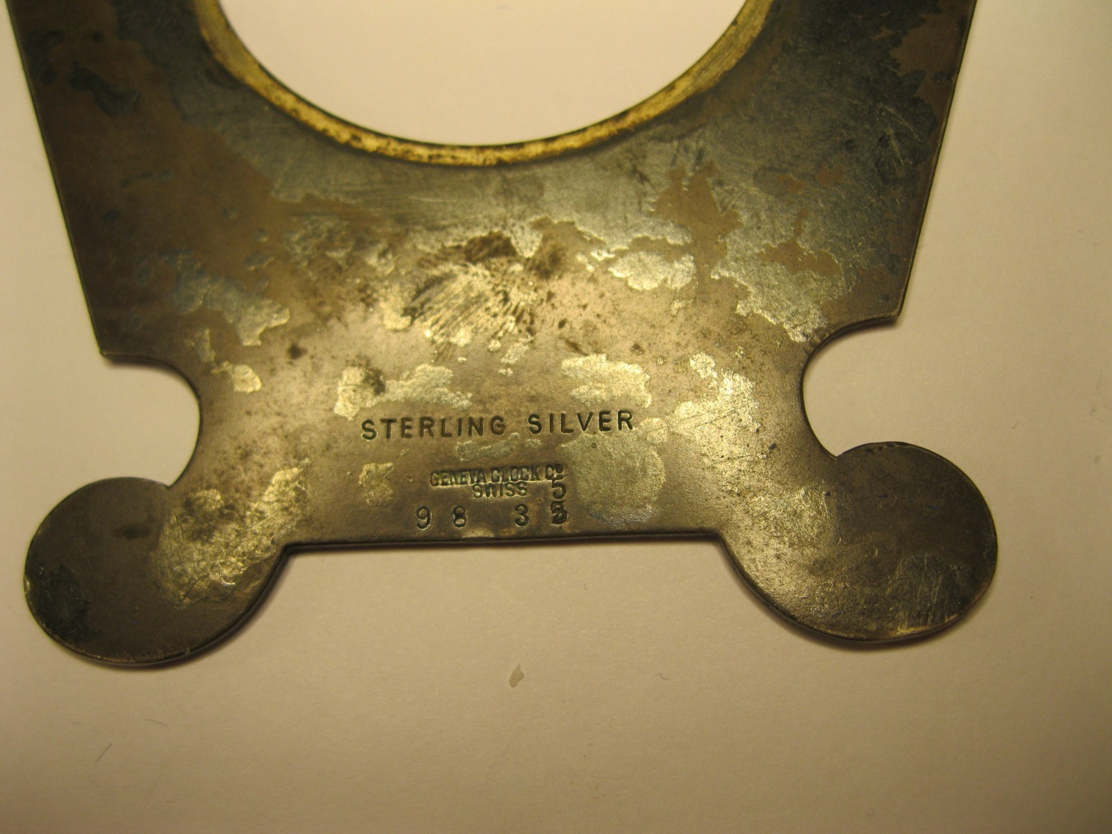 JAEGER-LeCOULTRE STERLING SILVER & ENAMEL MANTEL CLOCK FACE! BY GENEVA CLOCK CO.