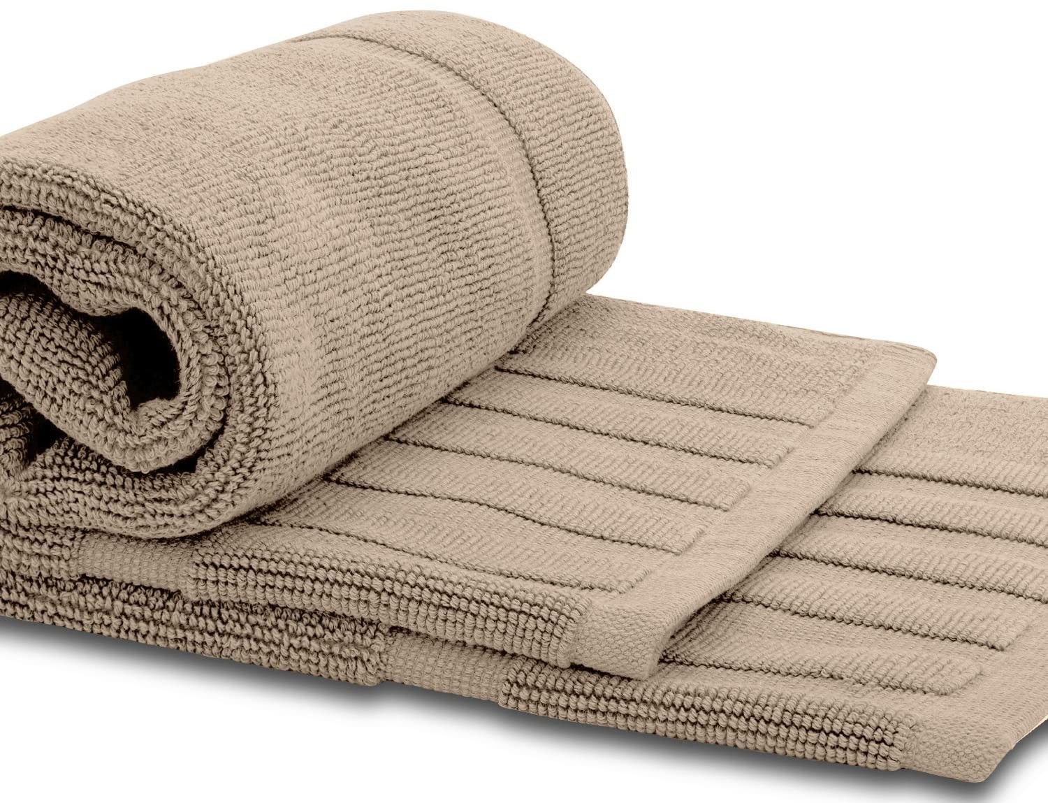 Luxury Bath Mat Floor Towel Set - 100% Cotton 22x34, 2 pack, Taupe
