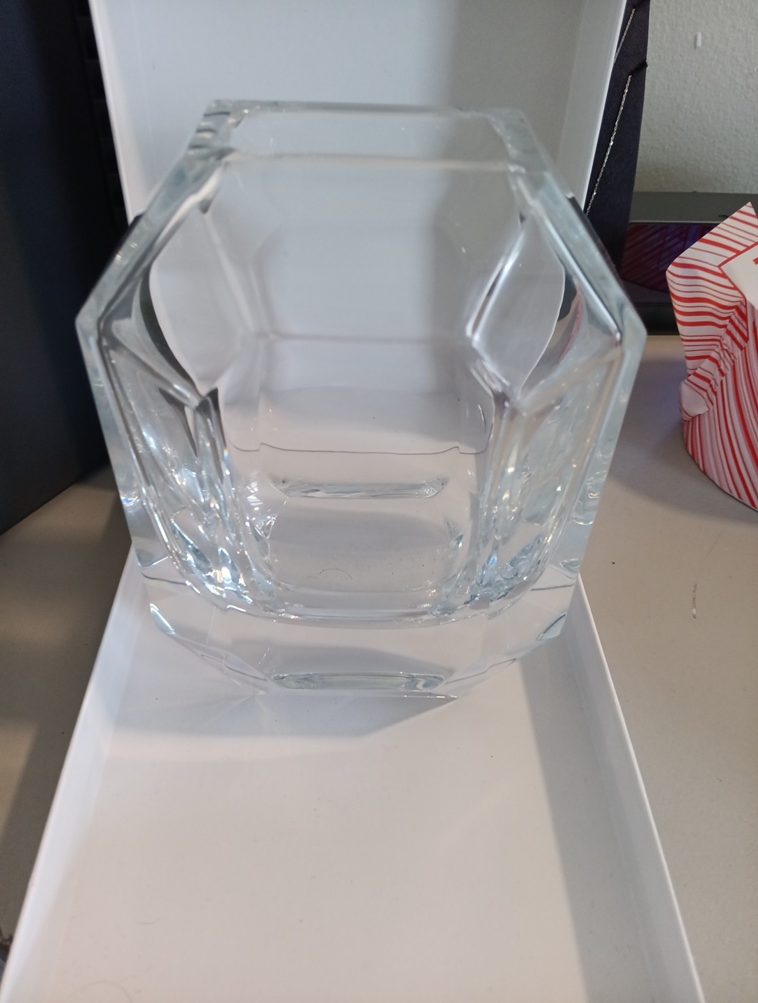 Baccarat Octagon Vase Clear New