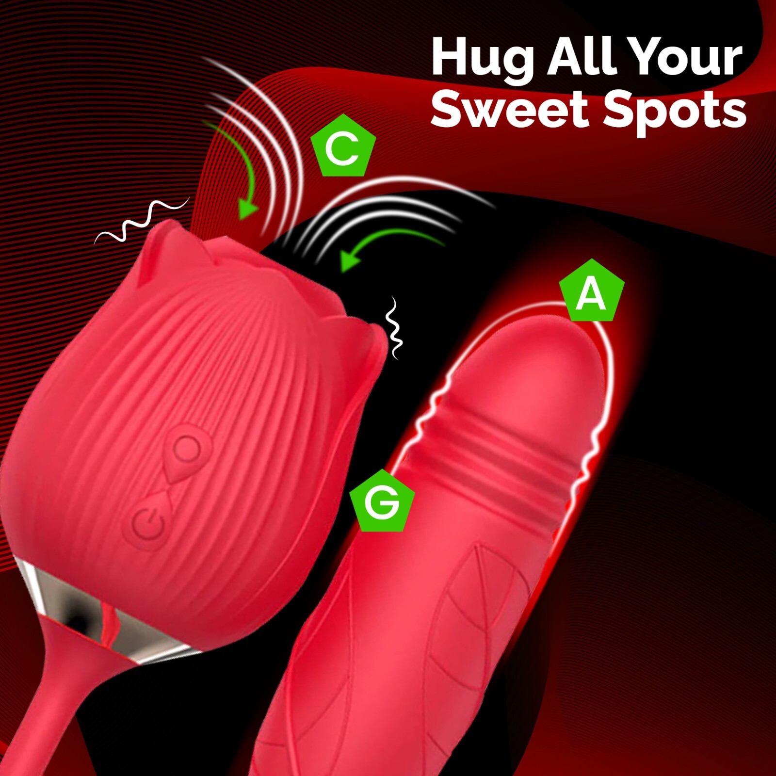 Rose Sucking Vibrator Clitoral G-spot Suction Thrusting Dildo Sex Toy 10 Speed