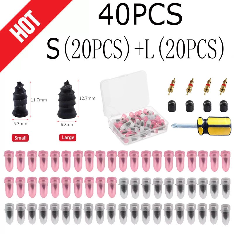 40X Tire Vacuum Repair Screw Rubber Nail Plug Car Tyre Puncture Repair Kit US