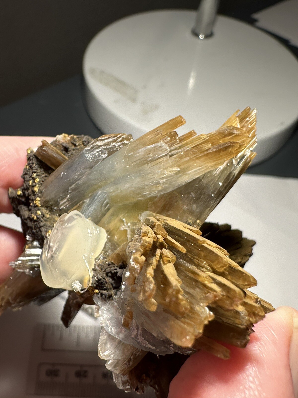 High quality rare blue barite 89 Gram specimen on acrylic stand!!