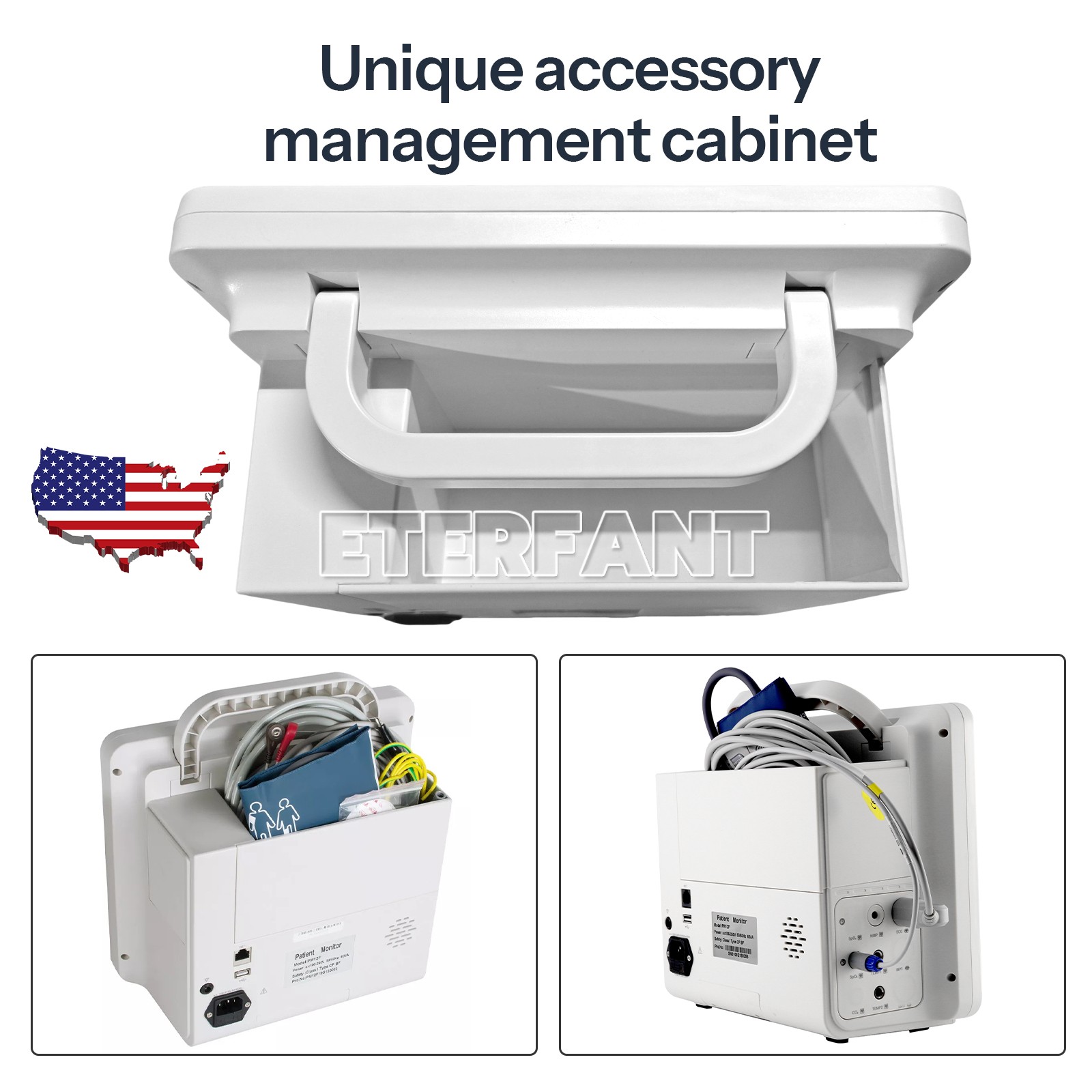 Patient Monitor ICU CCU Vital Sign for Hospital/Medical Rolling Trolley Cart US