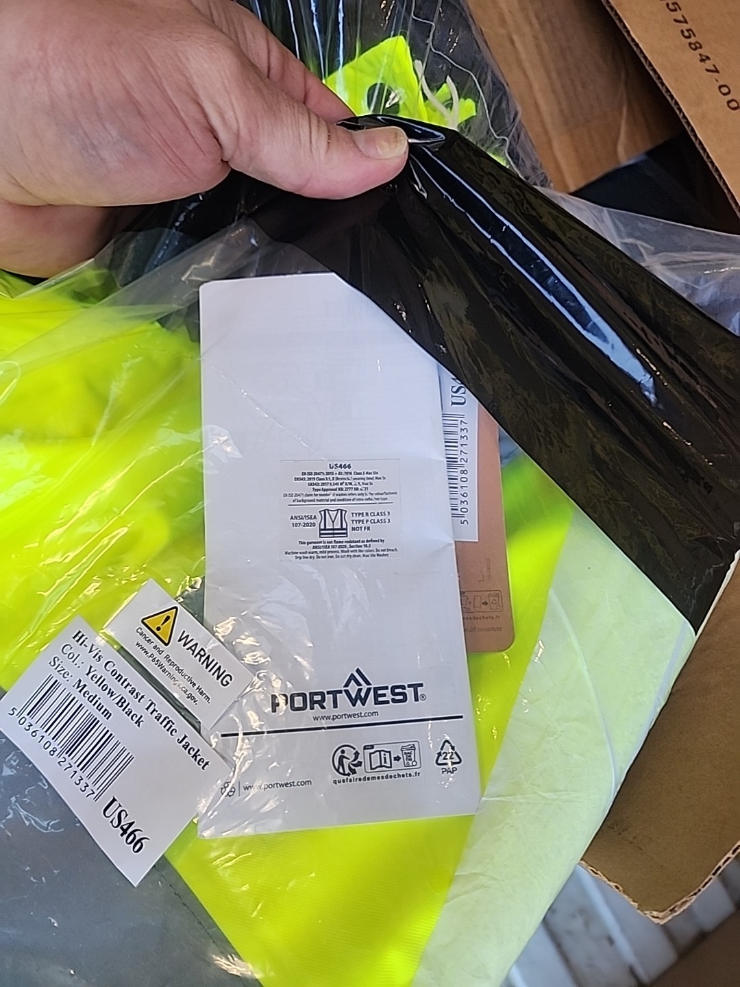 Portwest US466 Mens Waterproof Hi Vis Traffic Jacket Reflective Safety Coat Sz M