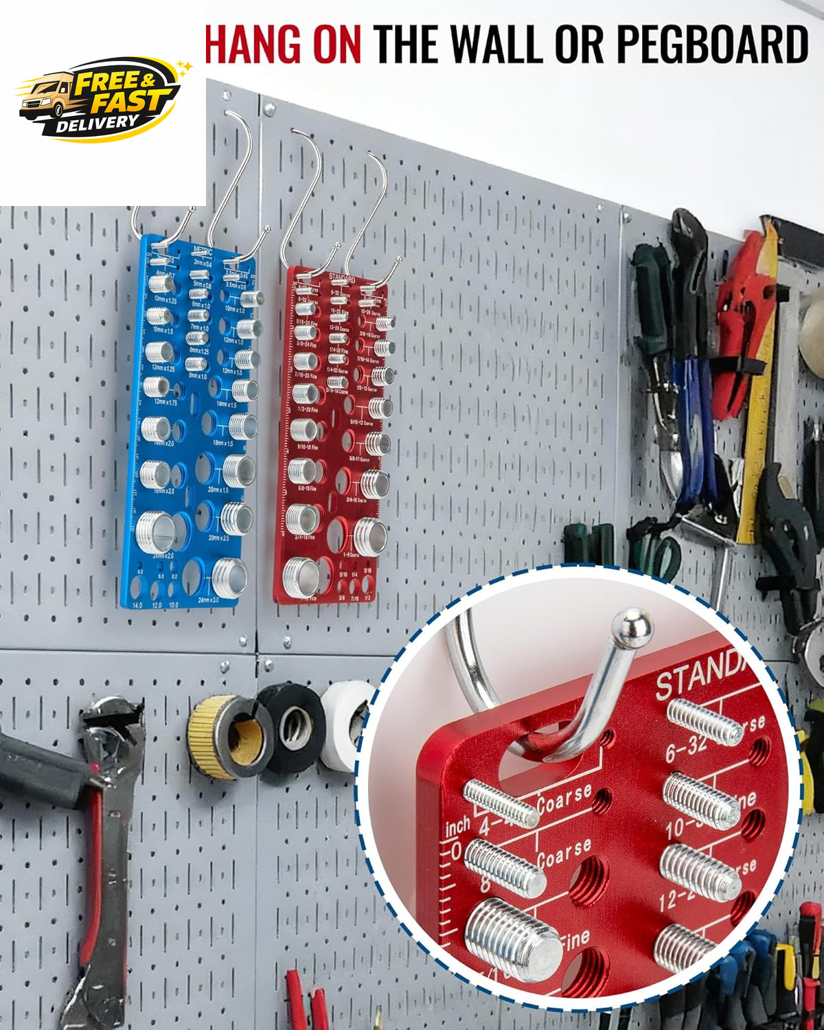 62 Pcs Nut and Bolt Thread Checker - 25 Standard + 25 Metric Thread Gauges |