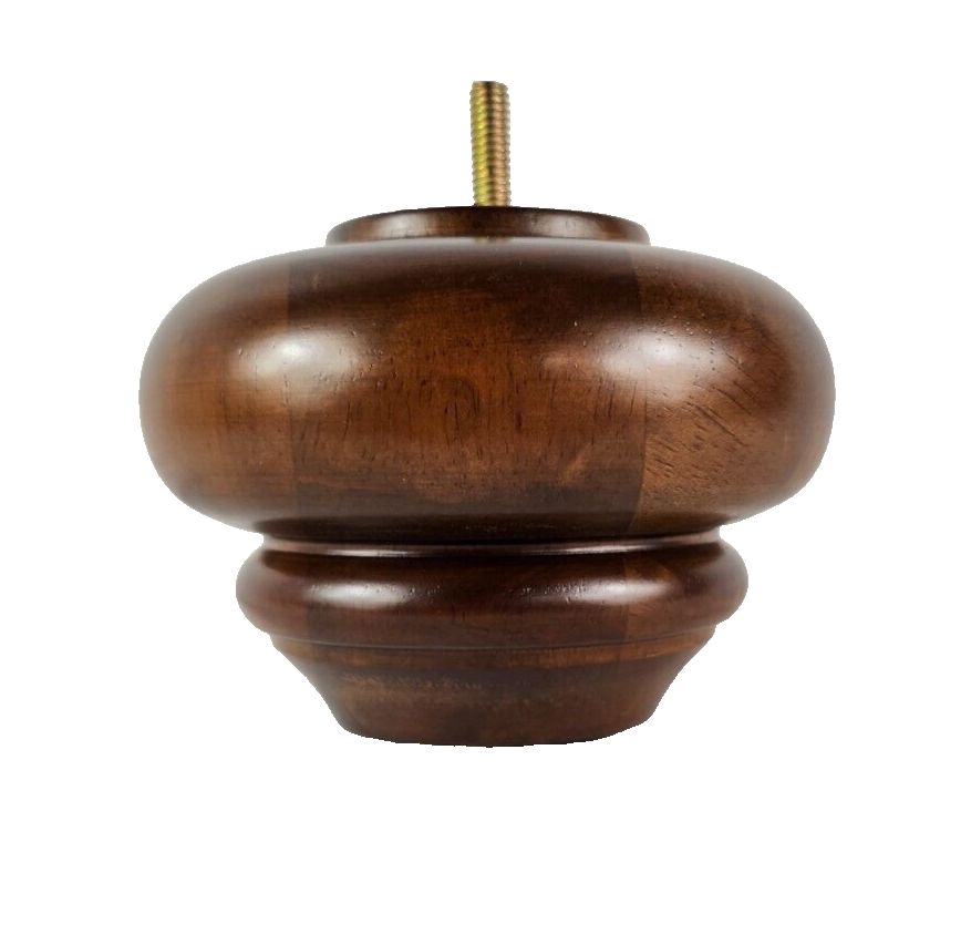 3" Turned Buns Walnut Tapered Furniture Wood Legs (05-1624) 5/16" Bolt Set of 4