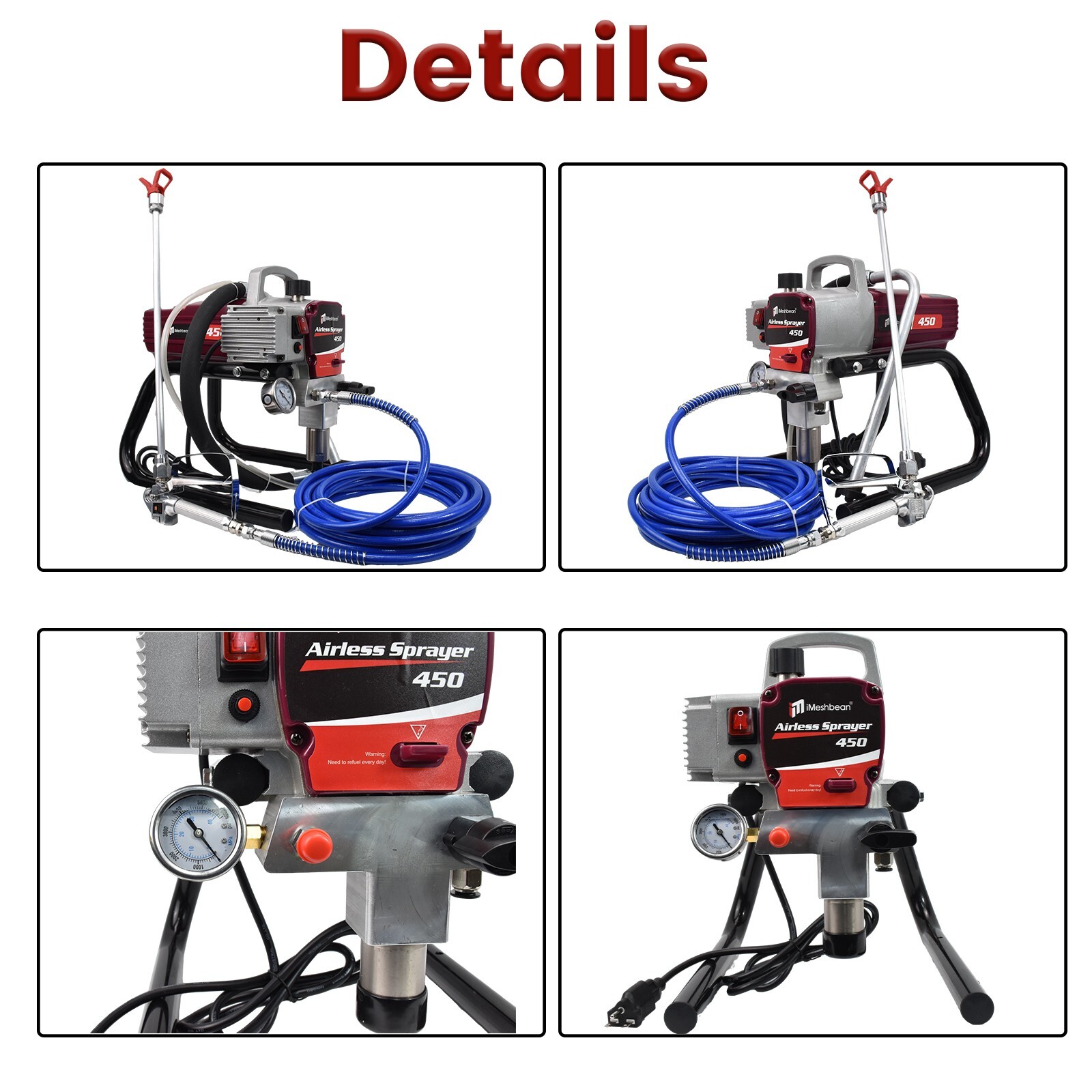2.5HP Electric Airless Paint Sprayer High Efficient 3300PSI W/Extension Rod 110V
