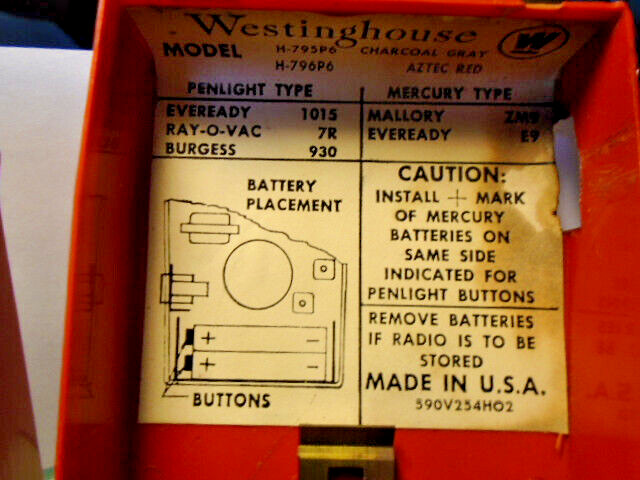 1960's Westinghouse Transistor Radio H-796P6 AZTEC RED Case - No Signal