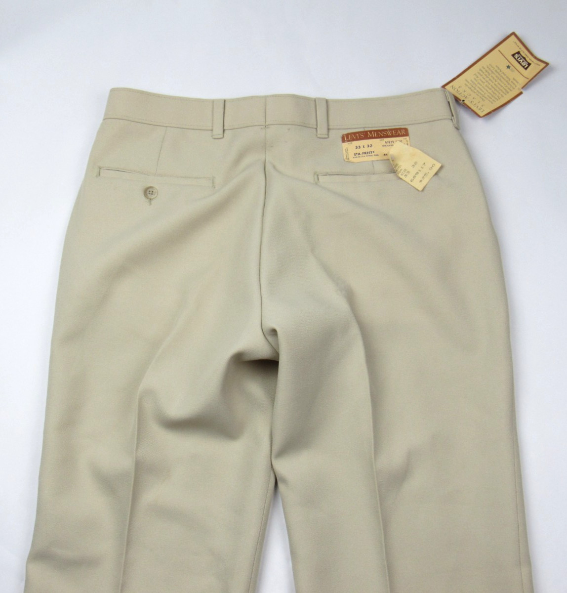 Vtg NOS Levi’s Menswear Action Slacks Sta Prest 33x32 Beige Pants 70s 80s NWT