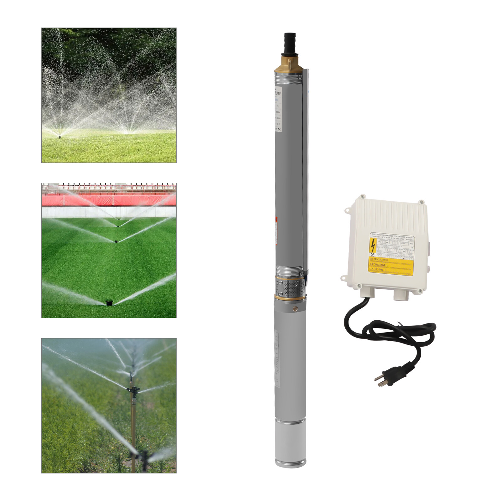 Submersible Well Pump 0.5HP Stainless Steel, 33ft Cable, Low Noise Operation