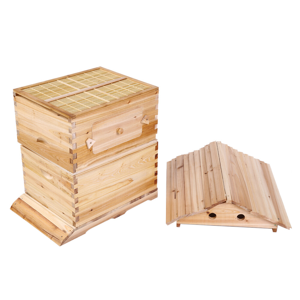 7x Auto Seeping Beehive Honey Hive Frames+Beekeeping Brood Cedarwood Box House