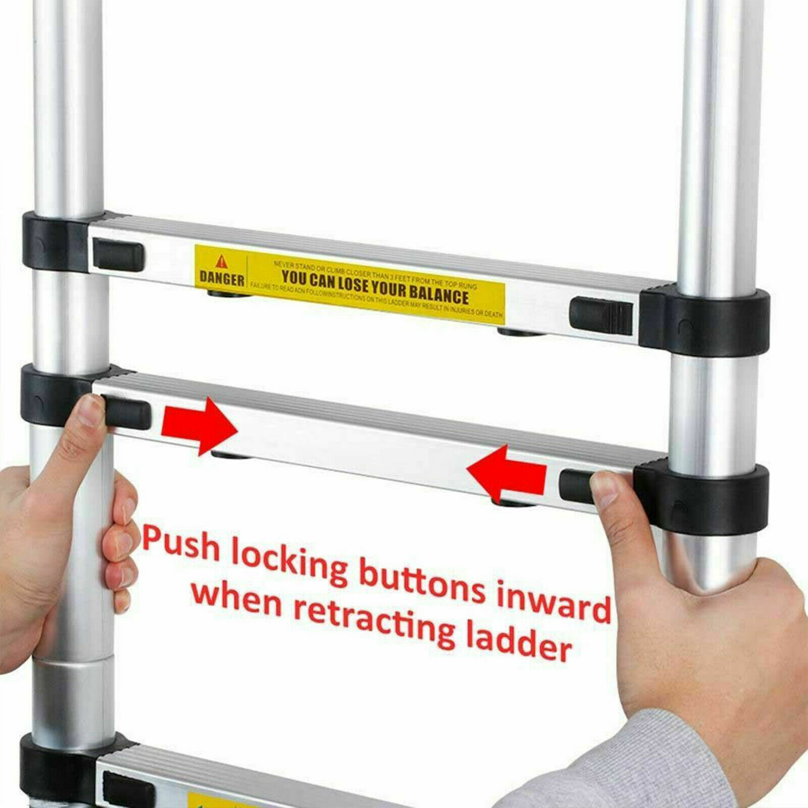 2024 Multi Purpose Aluminum Telescopic Ladder Folding Extension Step Non-Slip