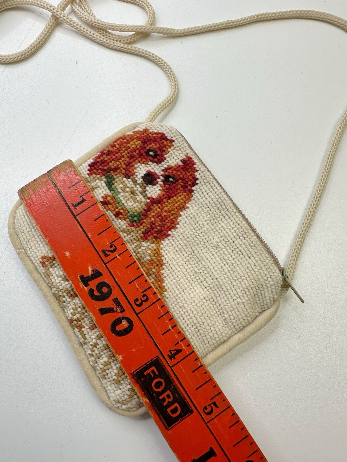 Vintage Needlepoint Cavalier King Charles Spaniel Crossbody Bag Purse