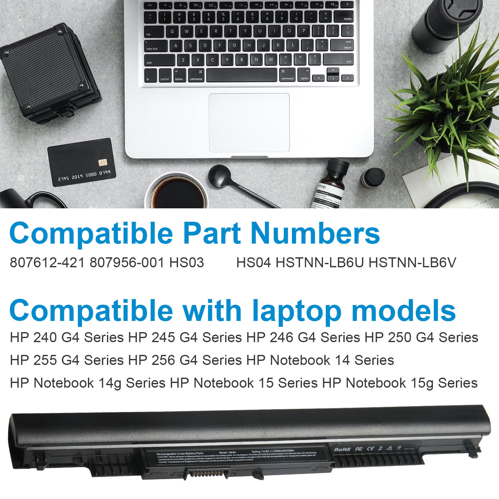 ✅HS03 HS04 Rechargeable Battery for HP Spare 807957-001 807956-001 807612-421