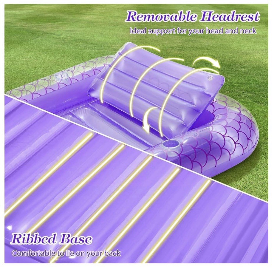 Moko Pool Floats Adult, Large Floating Bed with Ice Bar, Tanning Bed, 71.6x47.2"