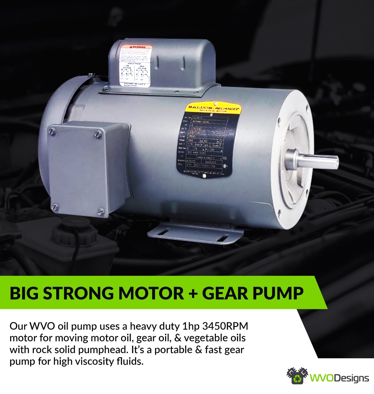 25gpm Oil Transfer Gear Pump with 1HP motor (No Switch, Plug, or Handle)