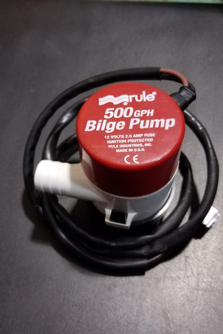 Rule Bilge Pump 500 GPH Marine 12V DC 3/4" Hose Submersible MADE IN USA NOS