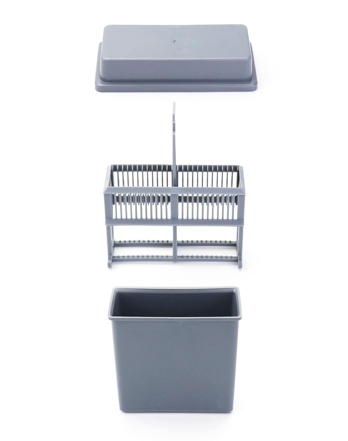Microscope Slide Staining Jars & Racks, 10 Pack, 24-Slot, Fits 3x1 Slides - Grey