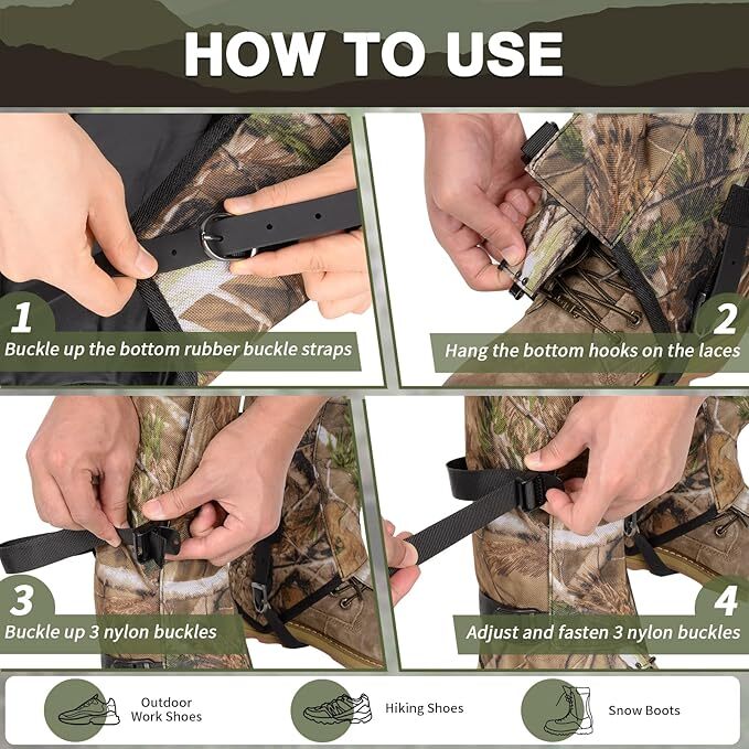 Camo Snake Leg Proof Gaiters, Adjustable Boot Gaiters Waterproof Snake Guards