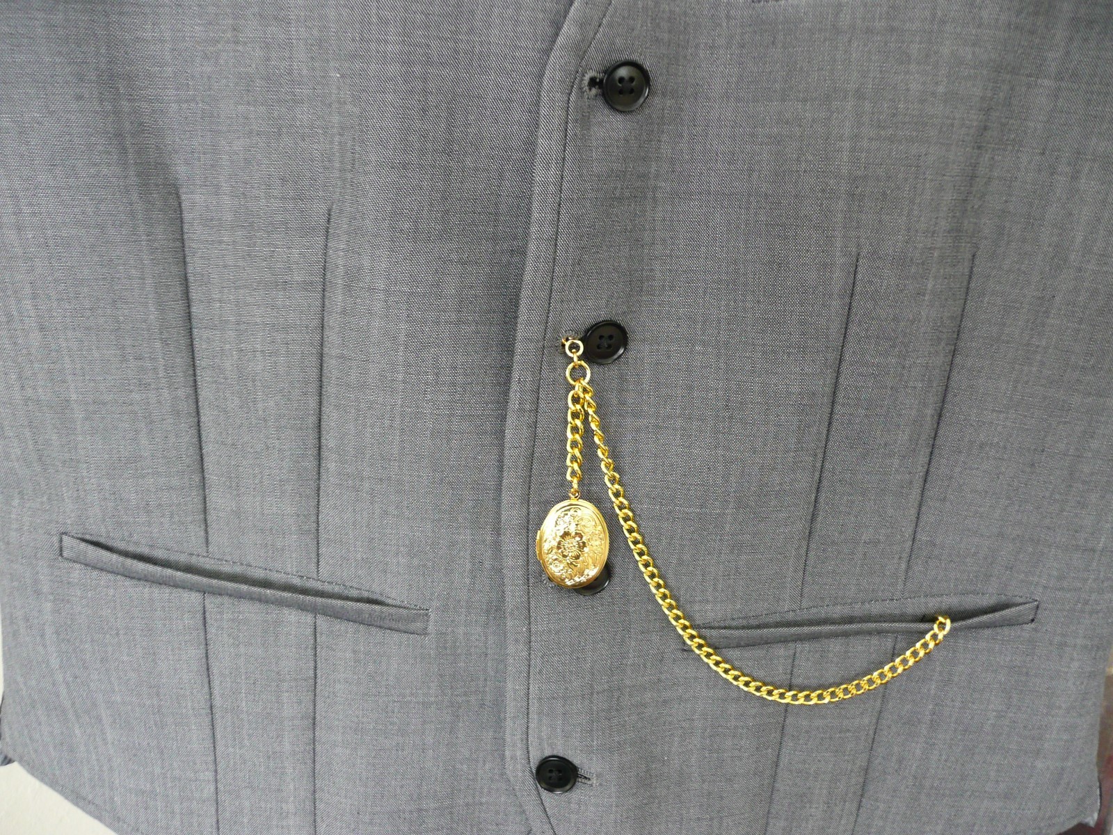 unusual single albert gold plated pocket watch chain fob t bar locket small