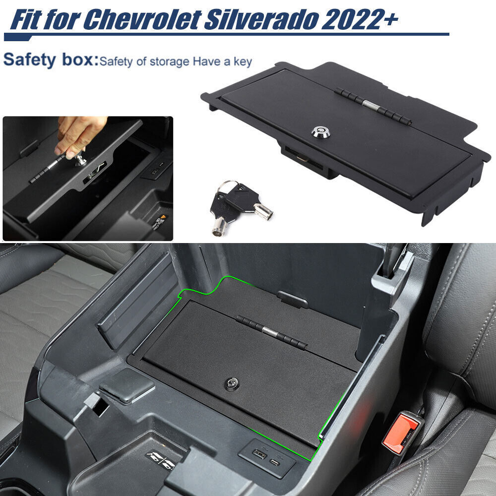 Center Console Vault Safe Box Key Lock Fit For Chevy Silverado GMC Sierra 2022+