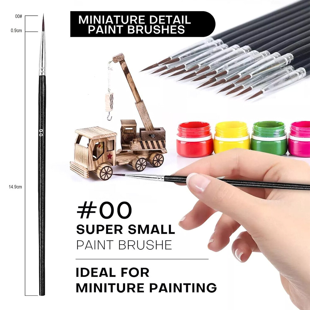 100/200Very Small Paint Brushes Fine Tip for Nail Art Model Craft Painting Hobby