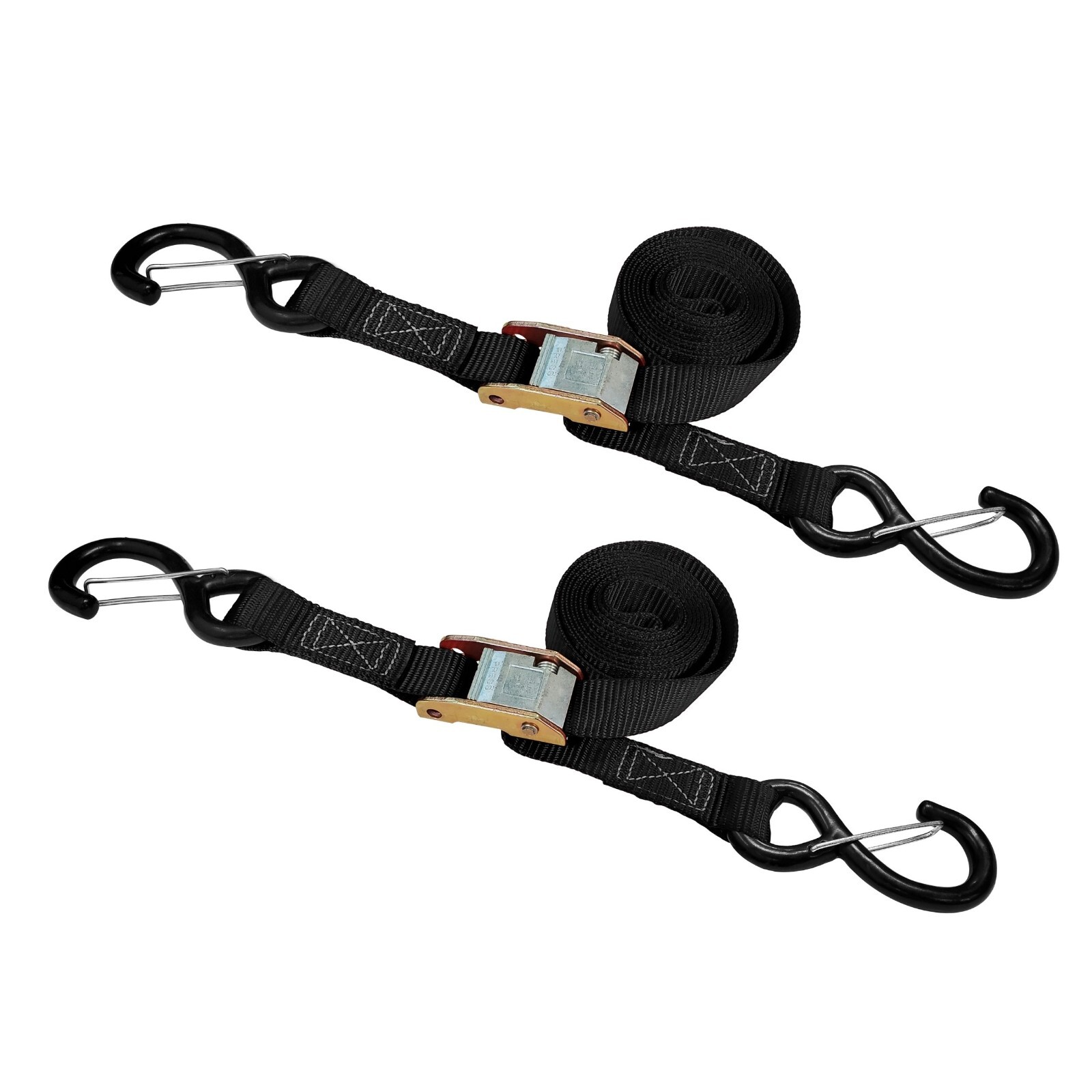 2 Pack 1" x 6' Cam Buckle Tie Down Strap w/ S Hook For Boat Motorcycle Bike