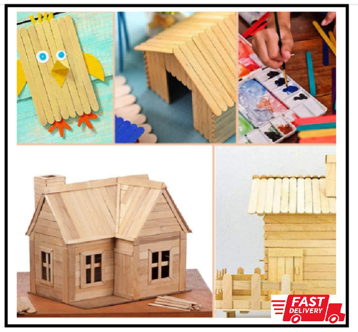 200 Pcs Natural Wooden Food Grade Sticks - Ice Cream Stick - Popsicle 4.5 inch