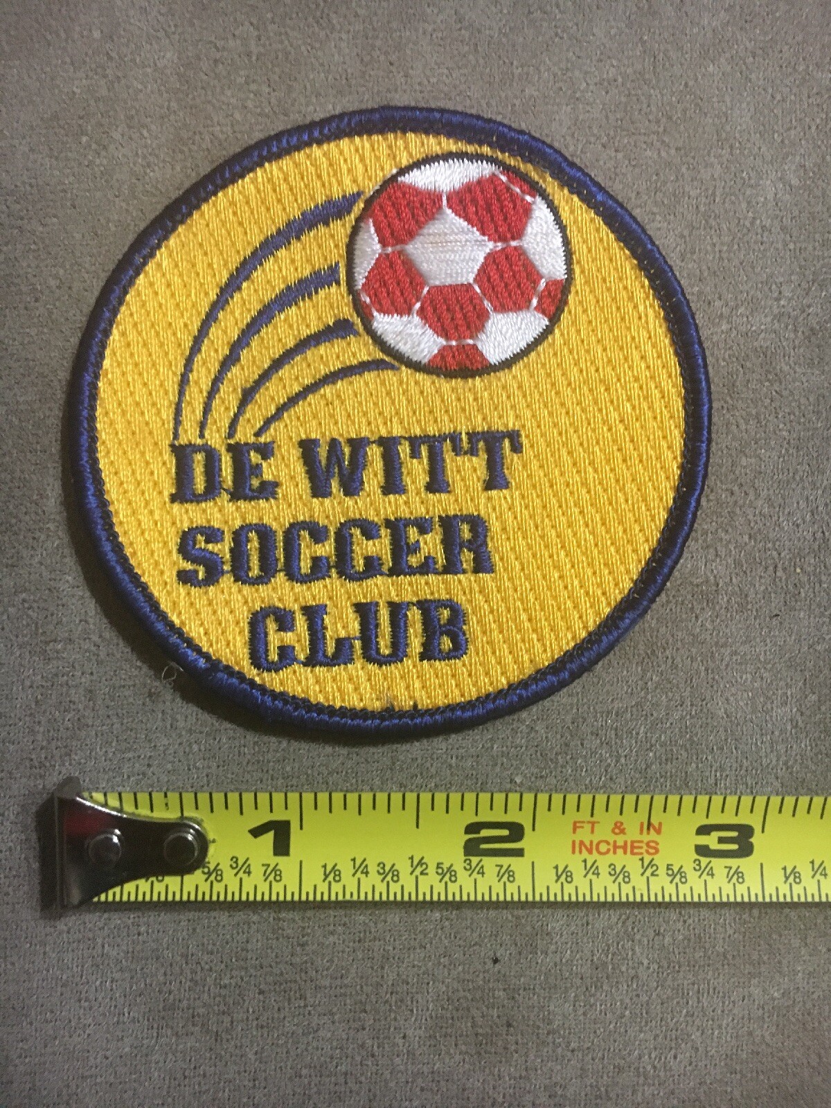 Vintage De Witt Soccer Club Patch Excellent Used Condition Yellow 3” 1980’s