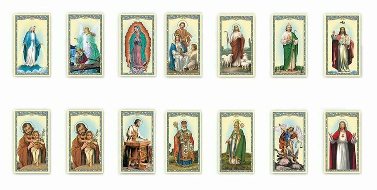 Holy Prayer Card Lot 25 Different Cards Jesus, Mary, Joseph, Saints, & Angels