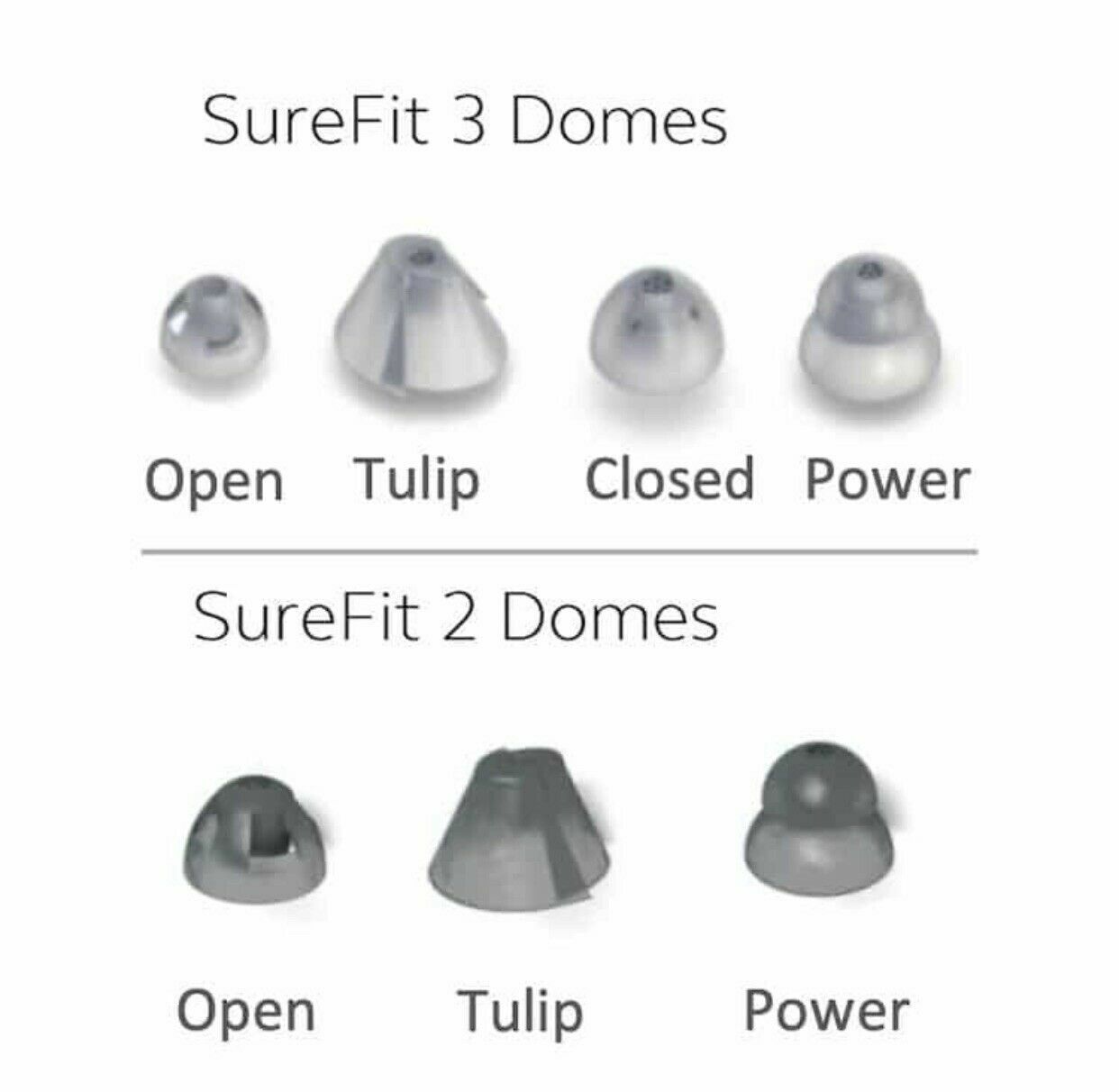 MEDIUM Power Domes For Resound One Jabra Lively Surefit 3. Gray. 10 Domes Total