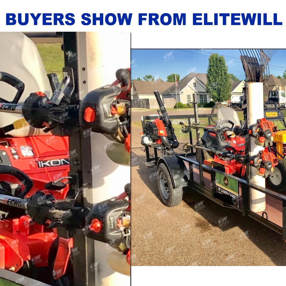 ELITEWILL 3 Place Weedeater Rack & 2 Place Backpack Blower Rack for Open Trailer