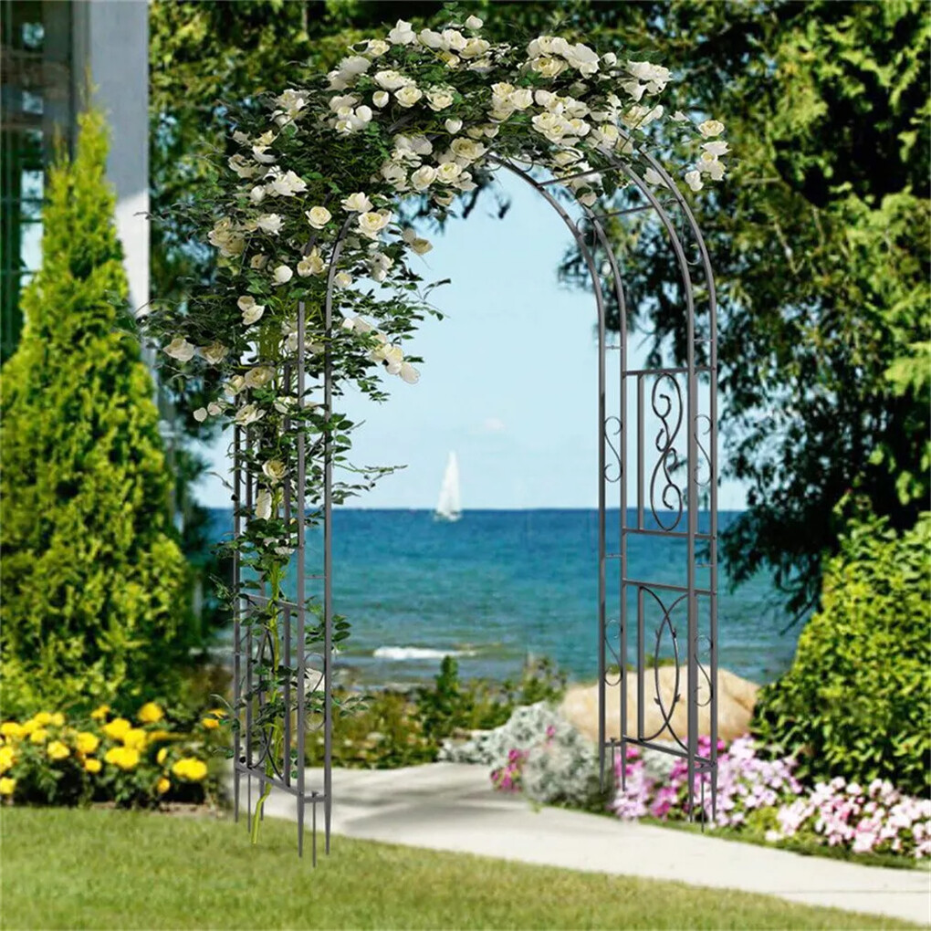 XXL Tall Metal Garden Arch Trellis Double Column Curved Climbing Plant Archway