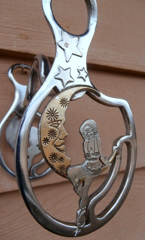 Cowgirl Man in Moon Moon Stars Horse Bit Silver & Brass