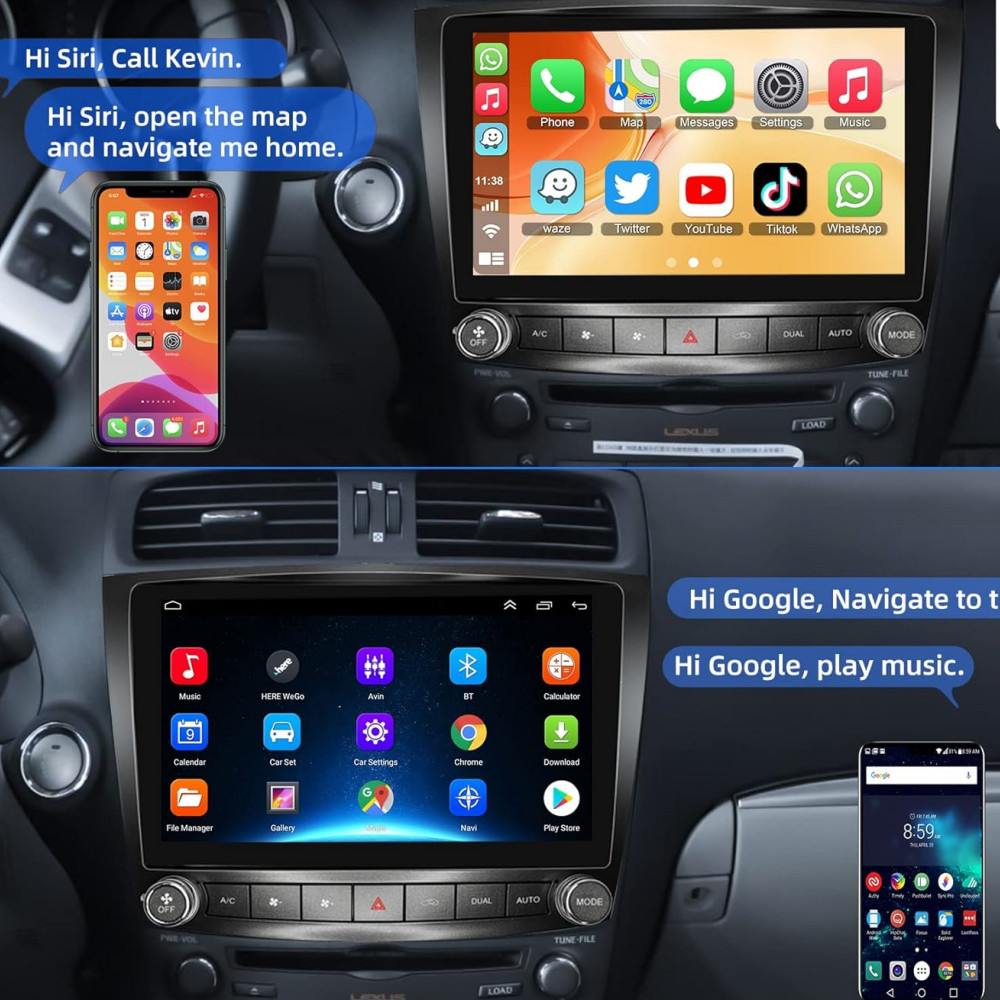 For Lexus IS250 IS350 2006-2012 Android 13 Apple CarPlay Car Stereo Radio GPS