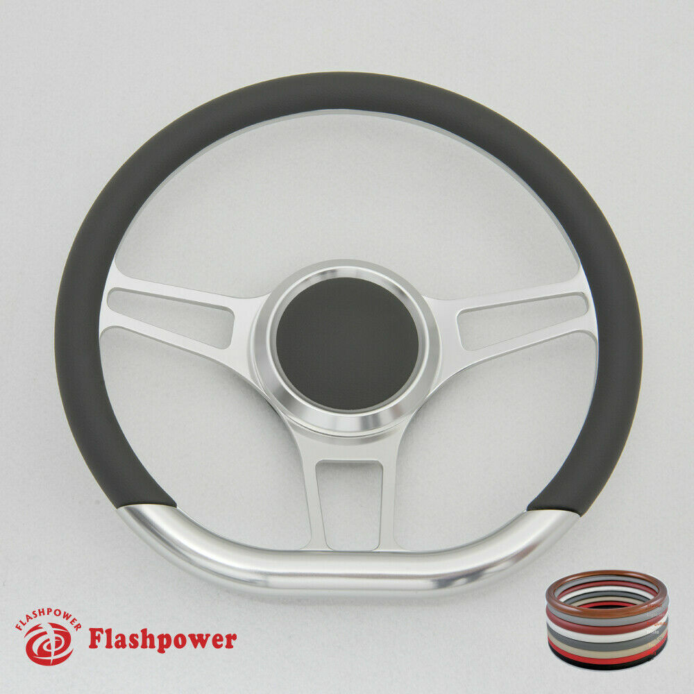 14" D Type Billet Steering Wheel Red Half Wrap Chevy Ididit FlamingRiver