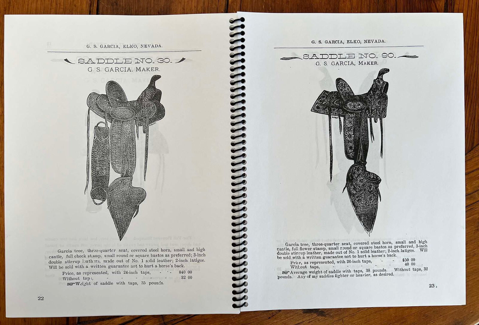 Excellent LARGE G.S. GARCIA COWBOY BIT & SPUR Catalog 1909 Reprint NEVADA